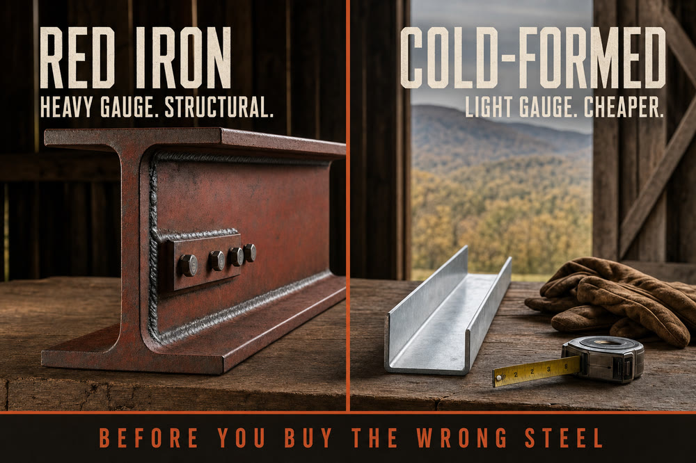 Red-iron vs cold-formed steel