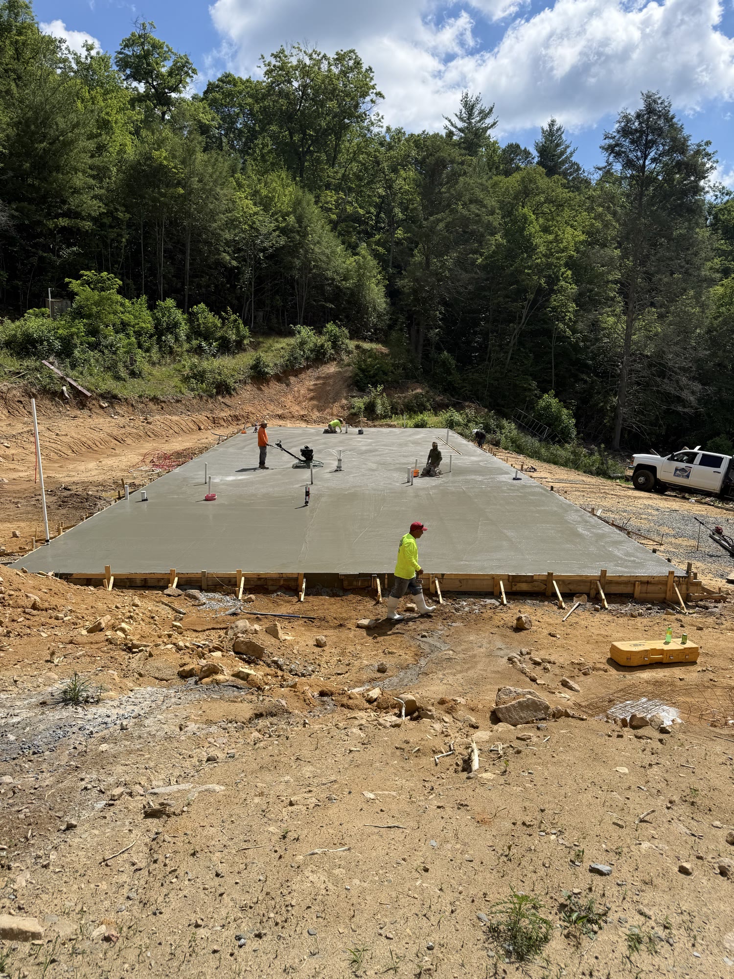 Slab being troweled and finished.