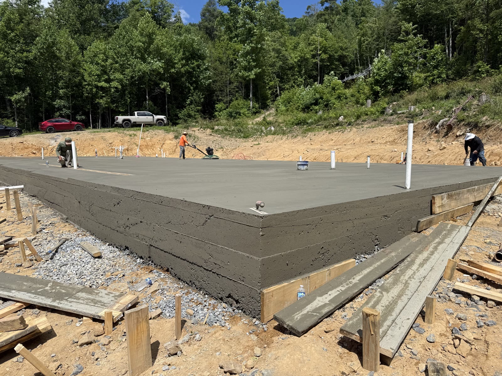 Cured slab ready for column erection.